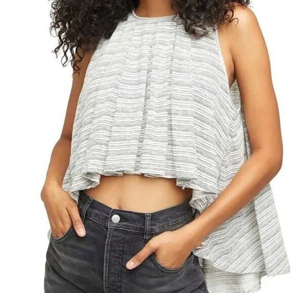 NWT Free People Turn It Up Striped Oversized Flowing Lightweight Tank Blouse - Picture 1 of 16